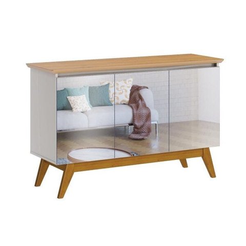 Buffet Classic 3 Portas com Espelho Off White com Nature