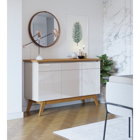 Buffet Classic 3 Portas Off-White com Nature