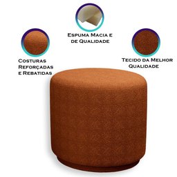 Puff Orgânico Beatriz Boucle Elegante Luxuoso Redondo - 7 Decor Terracota - 3
