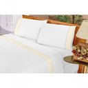 Ver imagem 1 de Jogo de Cama Lençol Queen Elegance Exclusivo180 Fios 80% Algodão 04 Peças - Branco e Palha.