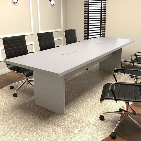 Mesa Reunião Escritório 6 Lugares 250MX 90cm 2 Caixas de Tomadas Pés Painel 100% MDF Corporate