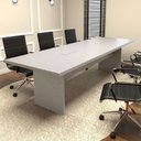 Ver imagem 1 de Mesa Reunião Escritório 6 Lugares 250MX 90cm 2 Caixas de Tomadas Pés Painel 100% MDF Corporate