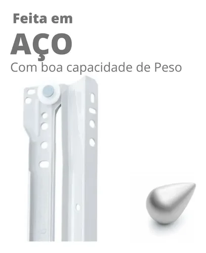Kit C/ 4 Corrediças Metálicas Bigfer 450 Mm Epóxi Branca + 32 Pf Mad C.Ch. 4,0 X 12 - 11