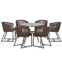 Ver imagem 1 de Mesa com 6 Cadeiras de Jantar Roma 120cm e Noronha em Alumínio Preto Corda Náutica Estofado 13 Trama