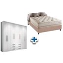 Ver imagem 1 de Cama Box Casal + Colchão Scotland Herval + Guarda Roupa Master 8.6 Branco