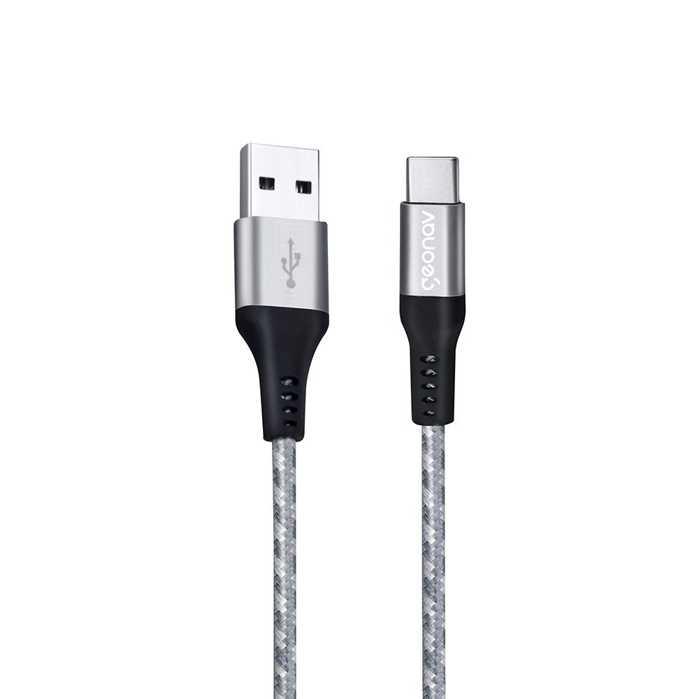 Cabo USB-C p/ USB-A 1,5m Nylon Trançado Cinza Carga Rápida - 6