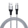 Cabo USB-C p/ USB-A 1,5m Nylon Trançado Cinza Carga Rápida - 2