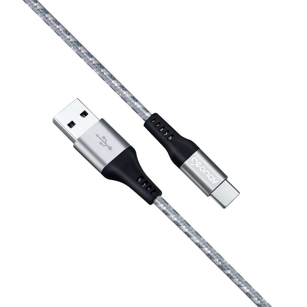 Cabo USB-C p/ USB-A 1,5m Nylon Trançado Cinza Carga Rápida - 4