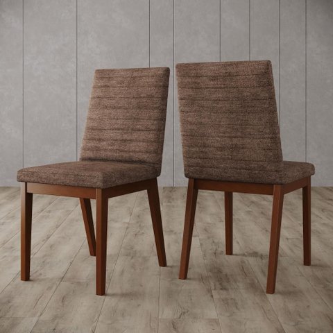 Cadeira para Mesa de Jantar Elena Ambiente Kit 02 Peças Nature Cacao – Henn