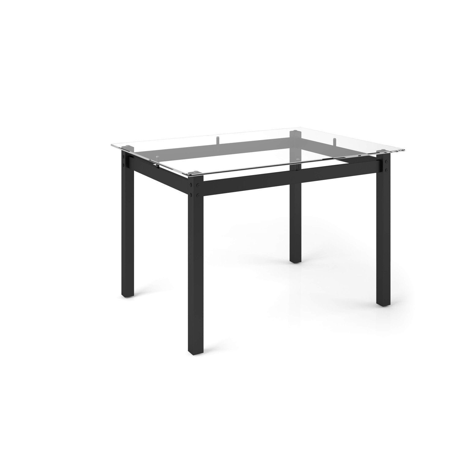 Mesa Retangular com Tampo de Vidro 4 Lugares Tokio em Vidro Preto 77 cm x 80 cm x 80 cm