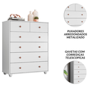 Ver imagem 5 de Cômoda 4 Gavetas Premium Luxo Multiuso Vitoria Alta Moderna Quarto Organizadora Cor Branco