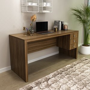 Mesa para Escritório 155cm com 3 Gavetas Reversível ME4113