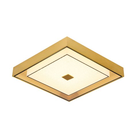 Plafon Dourado Escovado Vidro com Mini Cristais 44cm Led 24W 3000K Bivolt