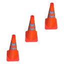 Ver imagem 1 de Cone Sinalizaçao Retratil Portatil Kit 3 Uni Dobravel Flexivel Obra Balizador Segurança Estrada Rodo