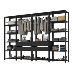 Guarda-Roupas Closet Modulado 270cm 4 Peças com 4 Gavetas e Cabideiros Multimóveis MP4321  - 2