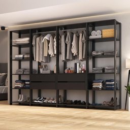 Guarda-Roupas Closet Modulado 270cm 4 Peças com 4 Gavetas e Cabideiros Multimóveis MP4321  - 1