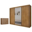 Ver imagem 1 de Guarda Roupa Casal Palazzo com Espelho e Cômoda Seul Cumaru 23 - Novo Horizonte