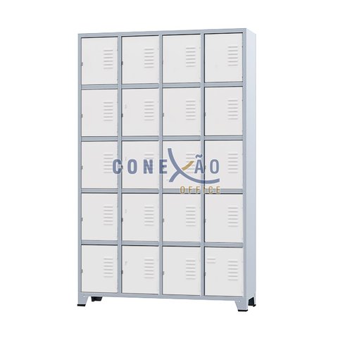 Armário Roupeiro De Aço 24 Portas Para Vestiário Academia Locker Branco