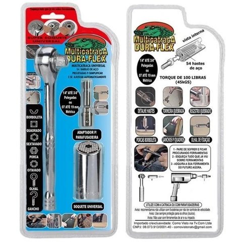 Gator Grip Official Kit +soquete 7/19mm e Catraca Aço Carb+adapt P/parafusadeira Duraflex