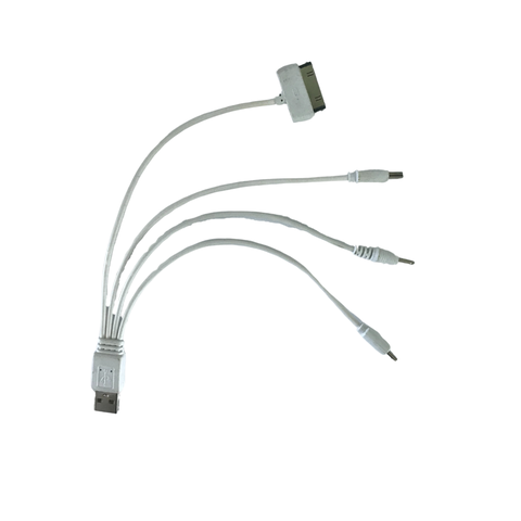 Cabo de Carregamento C/ 4 Conectores Universal Branco