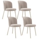 Ver imagem 1 de Kit 4 Cadeiras Sala de Jantar Estofada Gavi Arena L02 Bouclê Creme - Lyam Decor