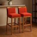 Ver imagem 2 de Kit 2 Banquetas Alta Cozinha Gourmet Estofada Suede:Suede Terracota