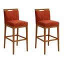 Ver imagem 1 de Kit 2 Banquetas Alta Cozinha Gourmet Estofada Suede:Suede Terracota