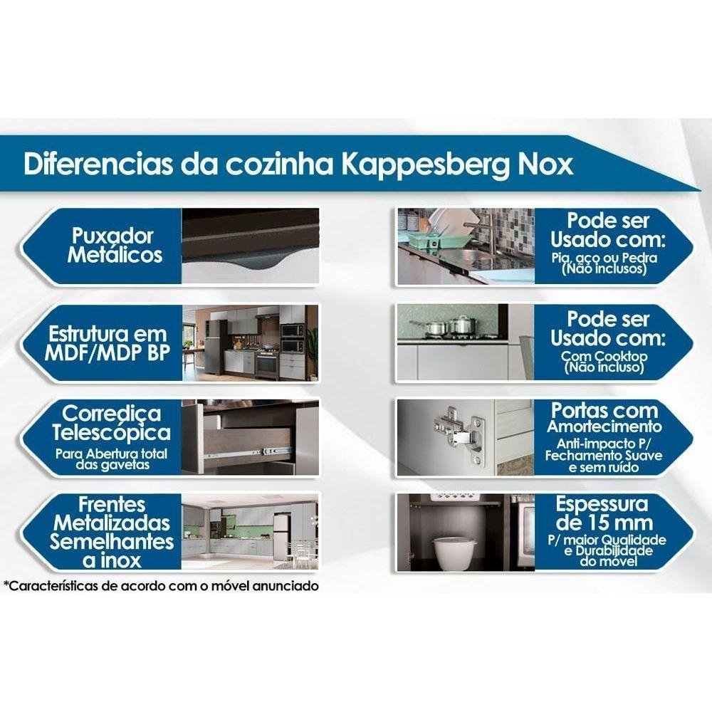 Cozinha Modulada Kappesberg Maxxi 13 Peças (4 Armários+ 4 Balcões + 2 Paneleiros + 3 Complementos - 2