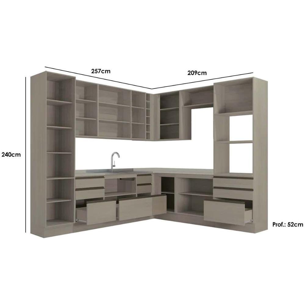 Cozinha Modulada Kappesberg Maxxi 13 Peças (4 Armários+ 4 Balcões + 2 Paneleiros + 3 Complementos - 4