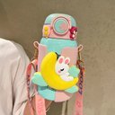 Ver imagem 4 de Garrafa Térmica Fofura Lua e Coelho Soft Aço Inox 500ml:verde e Rosa