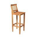 Ver imagem 2 de Kit 3 Banquetas Alta de Madeira Maciça Ripada com Encosto Confort - Castanho