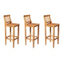 Ver imagem 1 de Kit 3 Banquetas Alta de Madeira Maciça Ripada com Encosto Confort - Castanho