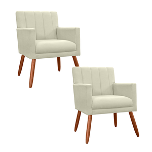 Kit 2 Poltronas Decorativa para Recepção Cecília Suede Bege - Dl Decor