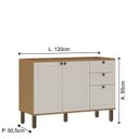 Ver imagem 4 de Balcão de Cozinha para Pia com 2 Gavetas e Frentes em MDF Americana Provence Cinamomo/Off White