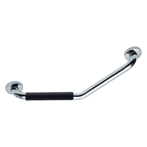 Barra Alça Apoio Angular Borracha Silicone Preto 25x25cm Banheiro Idoso Gestante Criança Suporte Ant