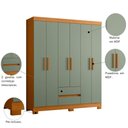 Ver imagem 2 de Armário de Quarto com Espelho e Prateleiras 6 Portas