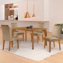 Ver imagem 1 de Mesa Liz 120 MDF Canto Copo e com 4 Cadeiras Athenas Turim 07/Naturalle/Naturalle