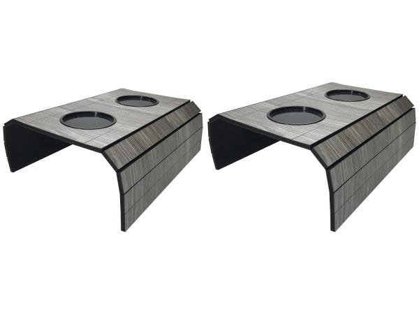 Kit 02 Esteiras Braço Sofá Porta Copo Madeira Escura Et043 - 1