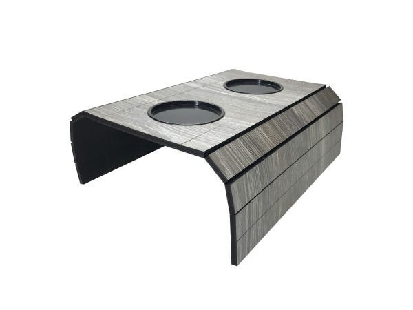 Kit 02 Esteiras Braço Sofá Porta Copo Madeira Escura Et043 - 2