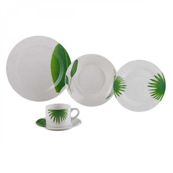 Aparelho de Jantar Porcelana 20 Peças Leaves Redondo Lyor