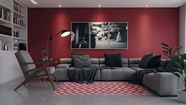 Tapete Saturs Chevron Vermelho 60 x 200cm Tapete para Sala e Quarto - 2