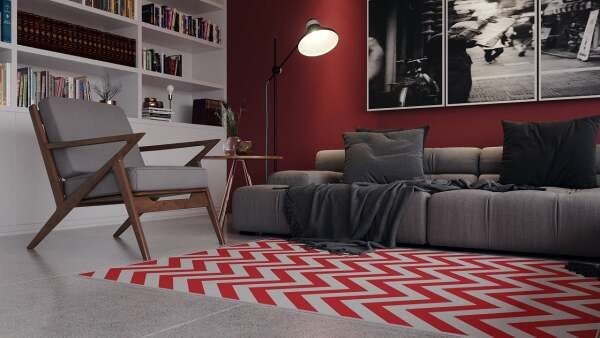 Tapete Saturs Chevron Vermelho 60 x 200cm Tapete para Sala e Quarto - 3