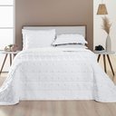 Ver imagem 1 de Kit Cobre Leito Colcha Alexa Pompom Casal Padrão Dupla Face Micropercal 3 Peças - Branco