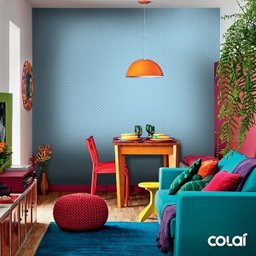 Papel de Parede Lavável Bolinhas Brancas de Fundo Azul 12m - 6