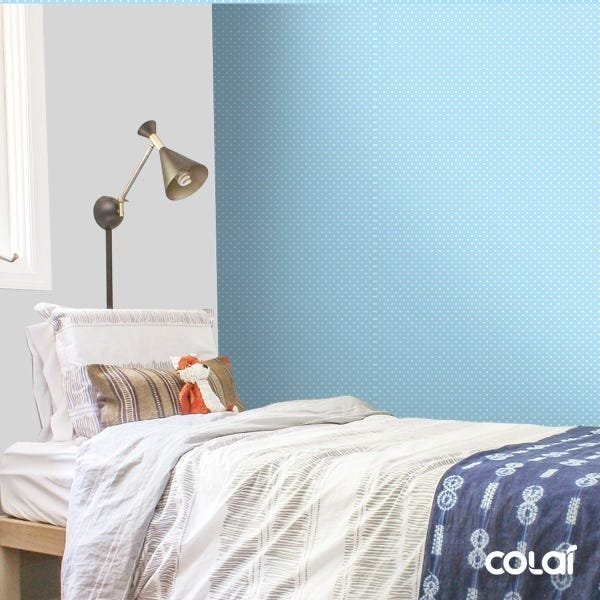Papel de Parede Lavável Bolinhas Brancas de Fundo Azul 12m - 3