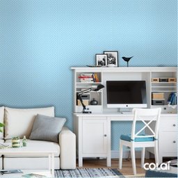 Papel de Parede Lavável Bolinhas Brancas de Fundo Azul 12m - 4