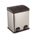Ver imagem 1 de Lixeira Twins Inox 2 Compartimentos com Amortecedor 30 Litros - Jolitex - 30 Litros