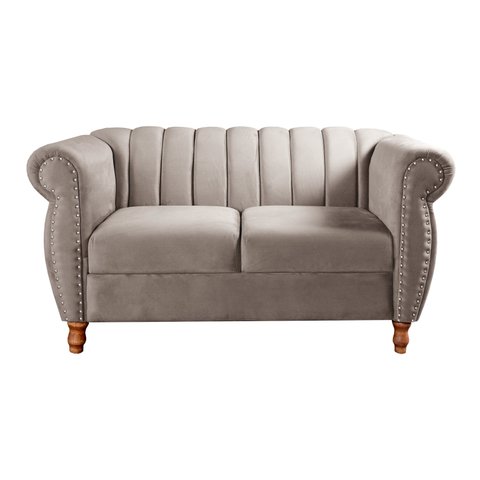 Namoradeira Decorativa Chesterfield Sofá Realeza Vintage - Veludo Capuccino