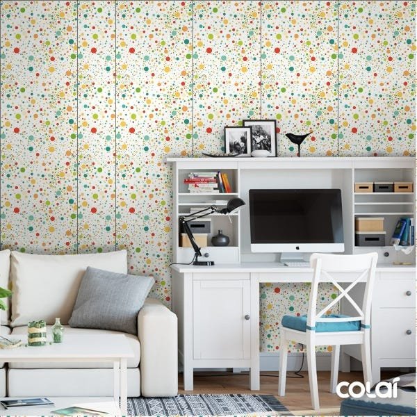 Papel de Parede Adesivo Lavável Bolas de Tintas 3m - 4