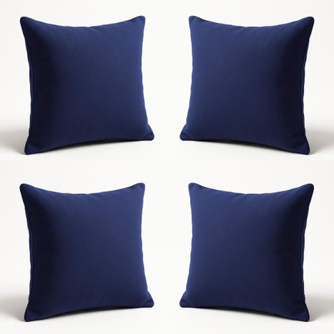 Kit 4 Almofadas Decorativas 42cm Suede Fofinha Lisa Sofá Cor:azul Marinho